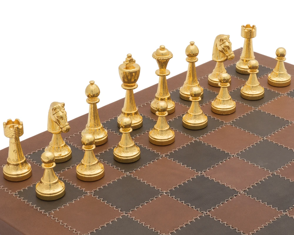 The Messina Gold And Silver Italian Leather Luxury Chess Set 4 The Messina Gold And Silver Italian Leather Luxury Chess Set - Image 4
