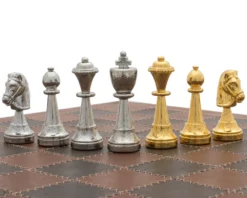 The Messina Gold And Silver Italian Leather Luxury Chess Set 12 The Messina Gold And Silver Italian Leather Luxury Chess Set -Board Games - Chess And Cards Shop RCPB446 05