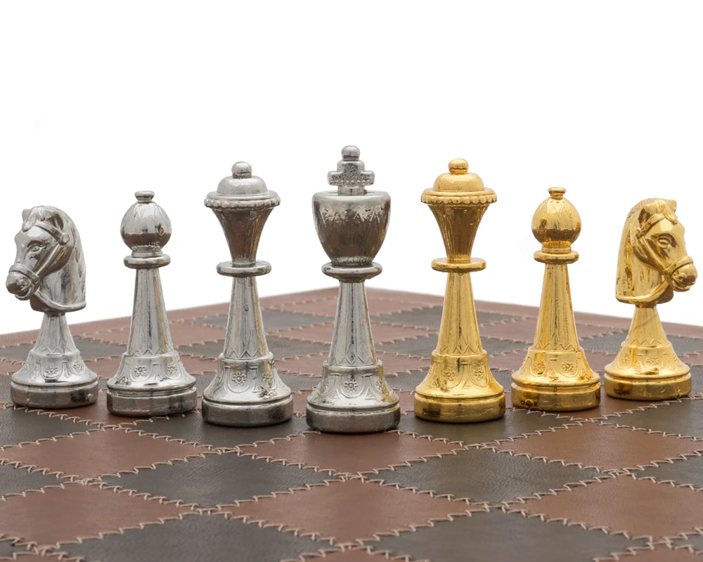 The Messina Gold And Silver Italian Leather Luxury Chess Set 6 The Messina Gold And Silver Italian Leather Luxury Chess Set - Image 6