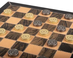 The Italfama Leather And Metal Luxury Draughts Set With Wooden Cabinet -Board Games - Chess And Cards Shop RCPB456 04