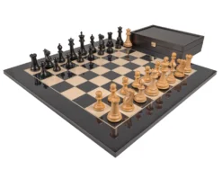 The 1849 Reproduction Staunton Ebony & Black Anegre Luxury Chess Set