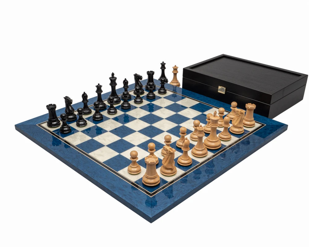 The Windsor Ebony And Blue Luxury Chess Set 1 The Windsor Ebony And Blue Luxury Chess Set