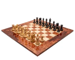 The Leningrad Black And Elm Burl Luxury Chess Set
