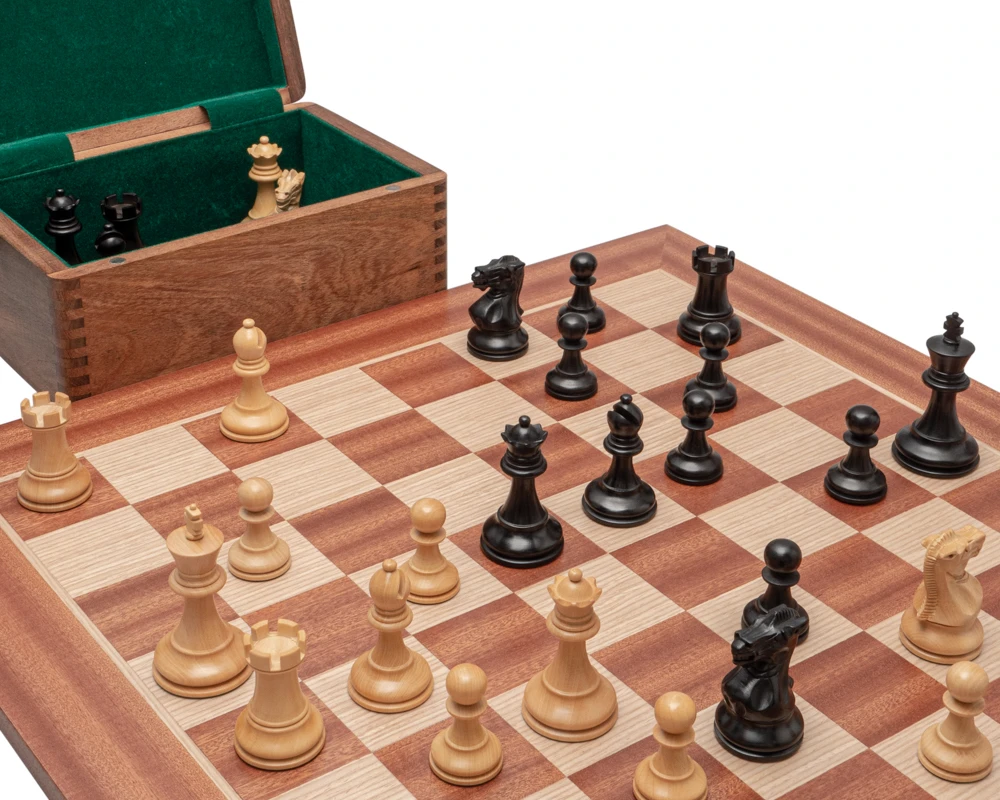 The Tournament Black And Mahogany Chess Set With Case 2 The Tournament Black And Mahogany Chess Set With Case - Image 2