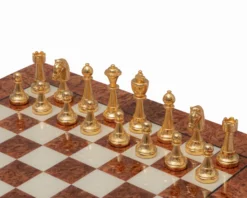 The Messina Gold And Briarwood Luxury Italian Chess Set -Board Games - Chess And Cards Shop RCPB528 02