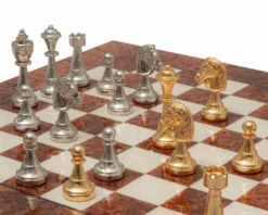 The Messina Gold And Briarwood Luxury Italian Chess Set -Board Games - Chess And Cards Shop RCPB528 04