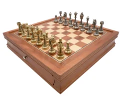 The Finnesburgh Metal And Mahogany Deluxe Chess Set