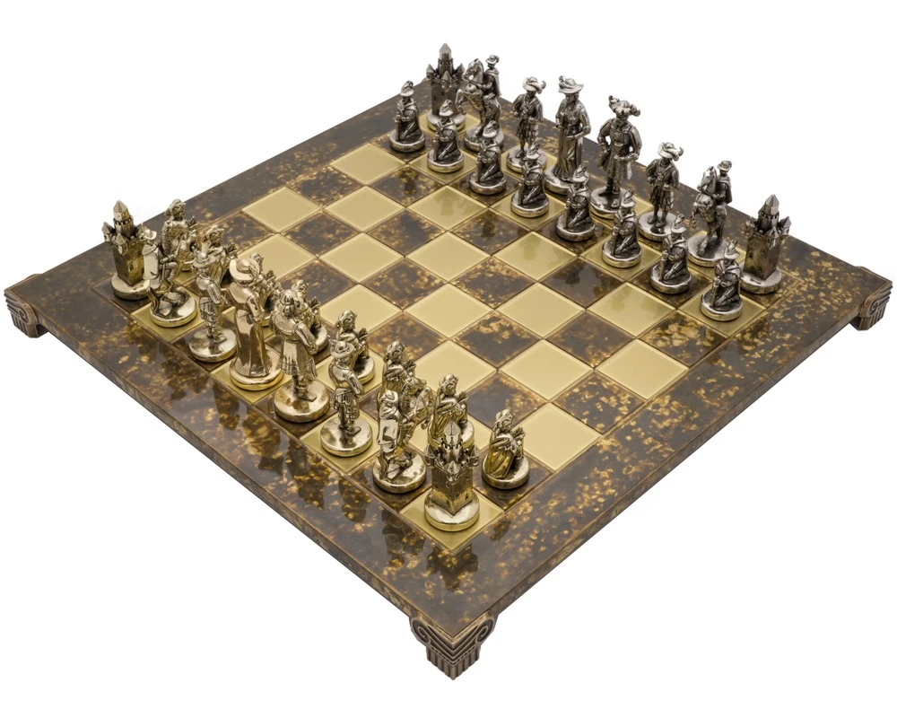 The Manopoulos Medieval Knights Luxury Chess Set With Wooden Case - LARGE 1 The Manopoulos Medieval Knights Luxury Chess Set With Wooden Case - LARGE