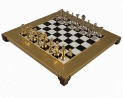 The Manopoulos Staunton Gold & Silver Chess Set With Wooden Case - SMALL