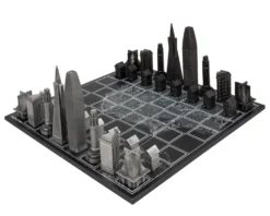 Skyline Premium San Francisco Edition Metal Chess Set With Wooden Map Board