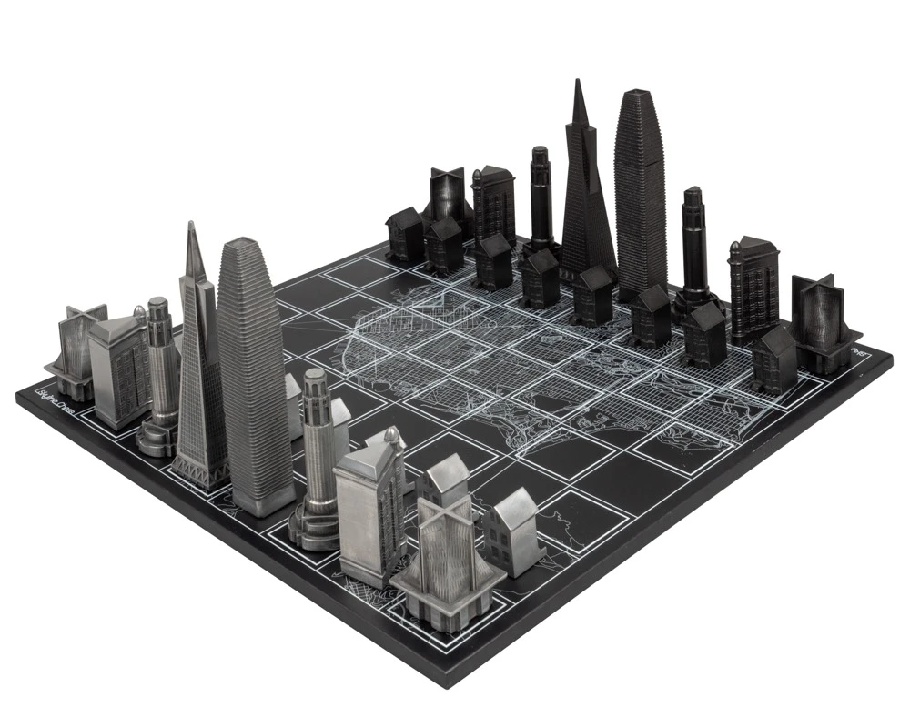 Skyline Premium San Francisco Edition Metal Chess Set With Wooden Map Board 1 Skyline Premium San Francisco Edition Metal Chess Set With Wooden Map Board