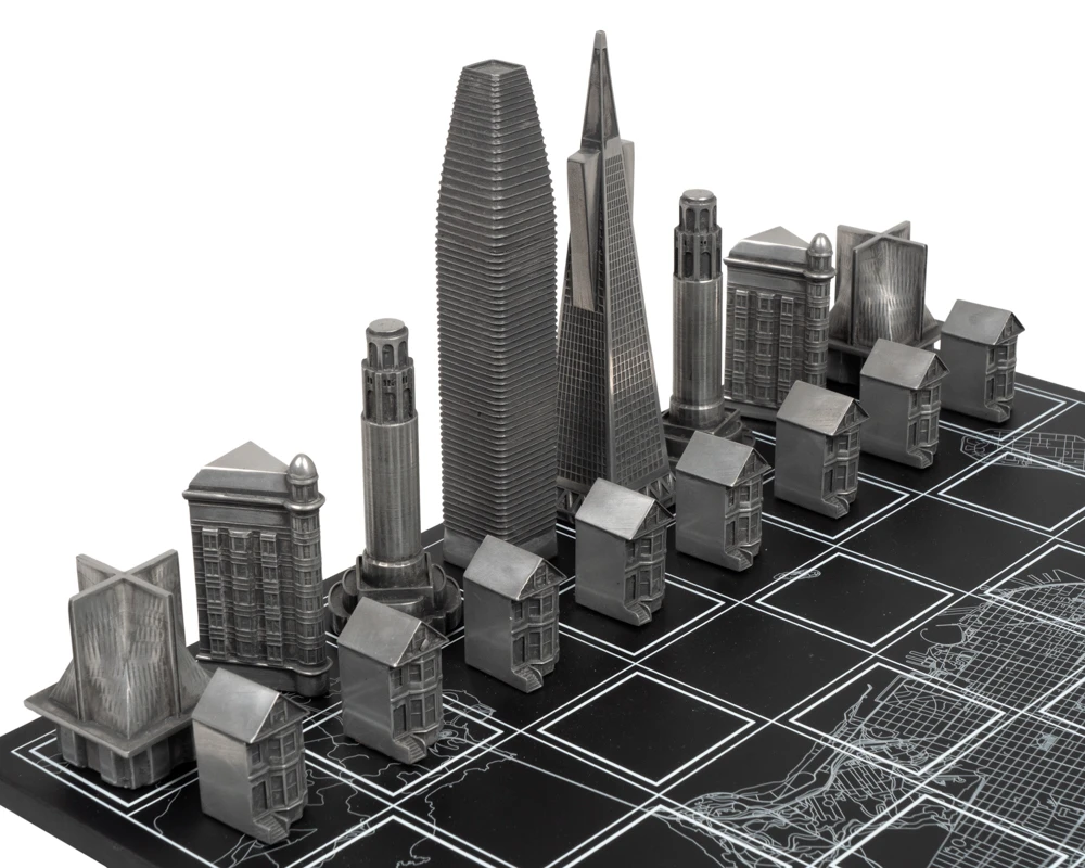 Skyline Premium San Francisco Edition Metal Chess Set With Wooden Map Board 3 Skyline Premium San Francisco Edition Metal Chess Set With Wooden Map Board - Image 3