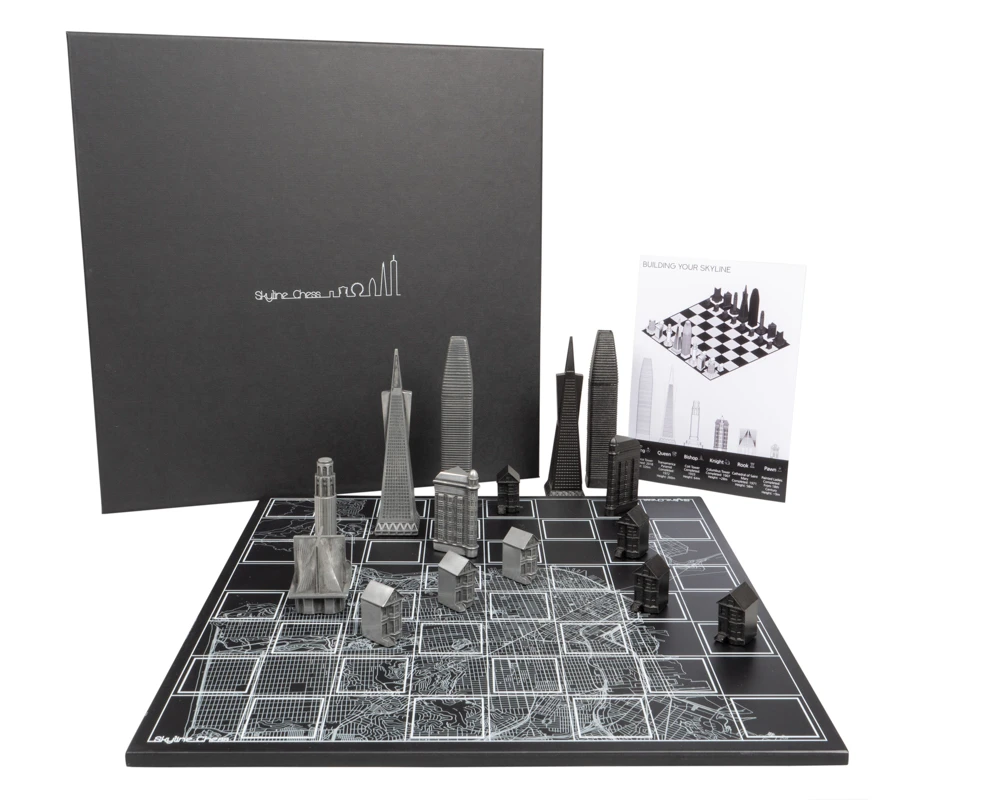 Skyline Premium San Francisco Edition Metal Chess Set With Wooden Map Board 5 Skyline Premium San Francisco Edition Metal Chess Set With Wooden Map Board - Image 5