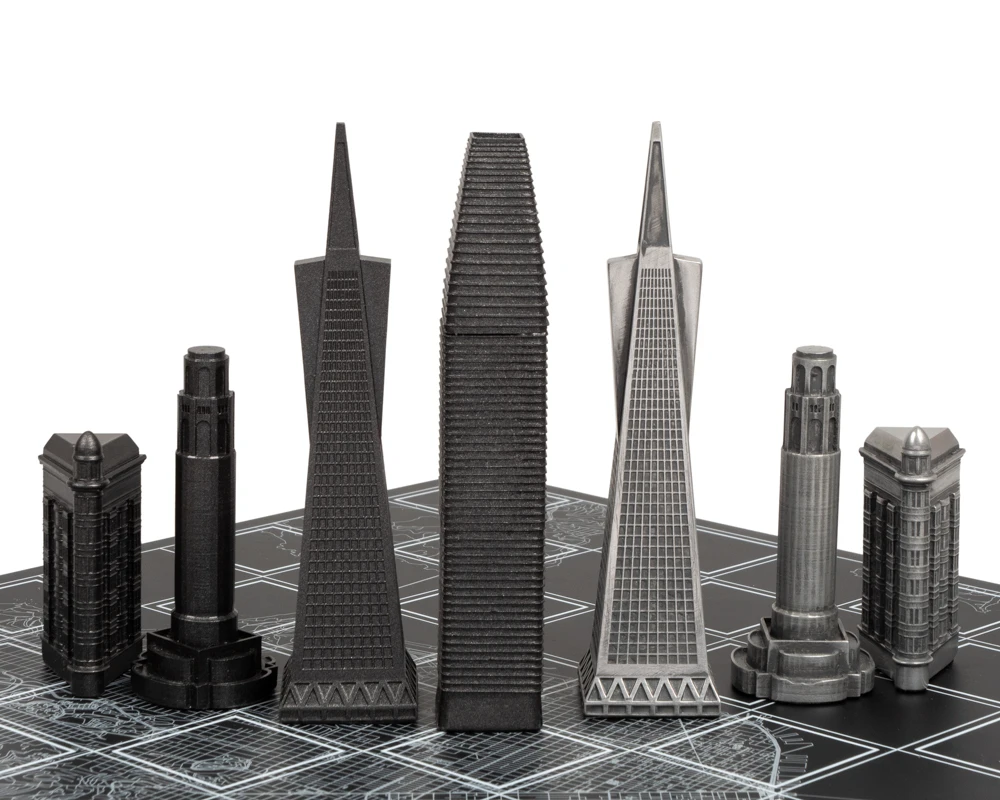 Skyline Premium San Francisco Edition Metal Chess Set With Wooden Map Board 6 Skyline Premium San Francisco Edition Metal Chess Set With Wooden Map Board - Image 6
