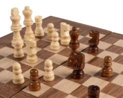 American Walnut Backgammon And Chess Combination Set - Travel Size - With Deluxe Philos Cups 17 American Walnut Backgammon And Chess Combination Set - Travel Size - With Deluxe Philos Cups -Board Games - Chess And Cards Shop TS3K 03