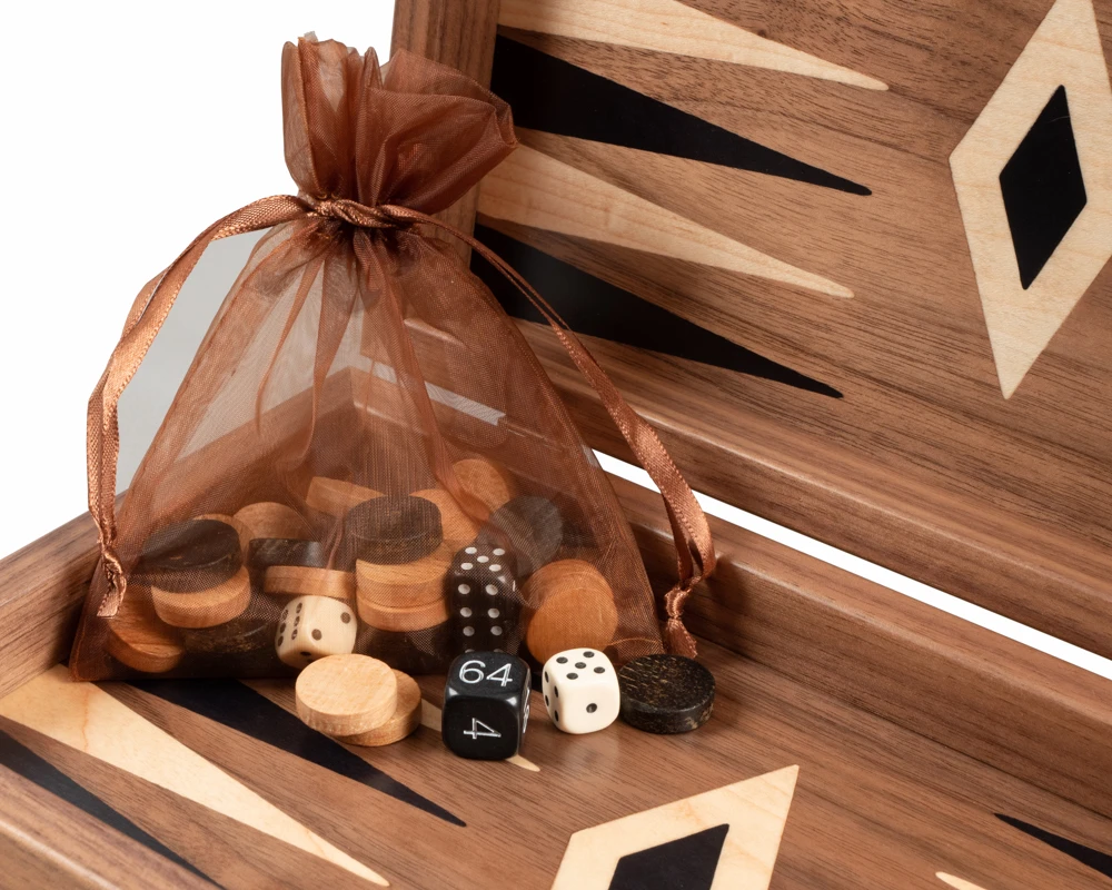 American Walnut Backgammon And Chess Combination Set - Travel Size - With Deluxe Philos Cups 7 American Walnut Backgammon And Chess Combination Set - Travel Size - With Deluxe Philos Cups - Image 7