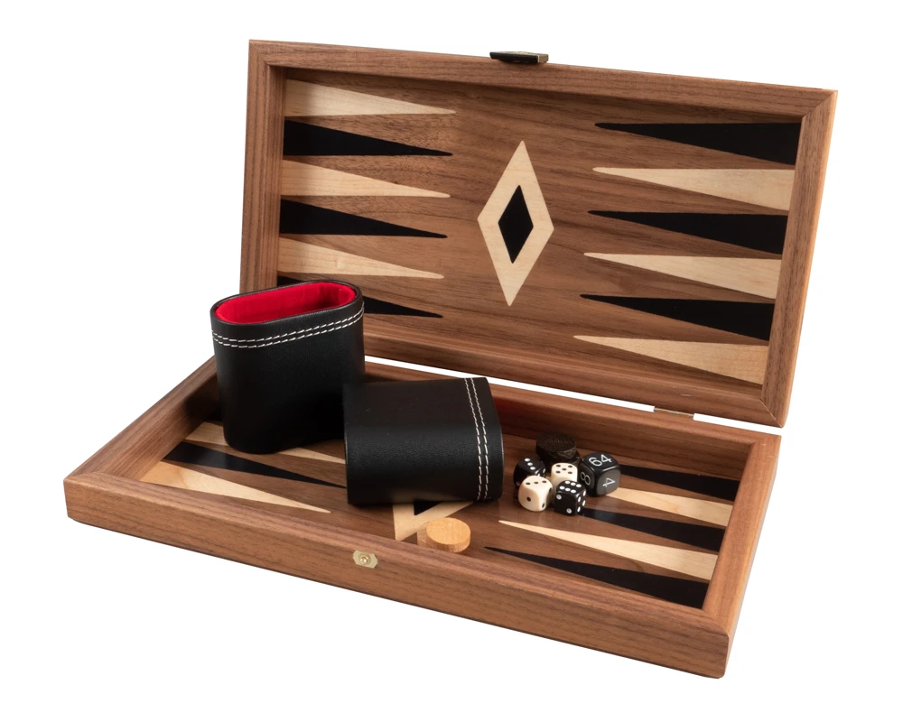 American Walnut Backgammon And Chess Combination Set - Travel Size - With Deluxe Philos Cups 8 American Walnut Backgammon And Chess Combination Set - Travel Size - With Deluxe Philos Cups - Image 8